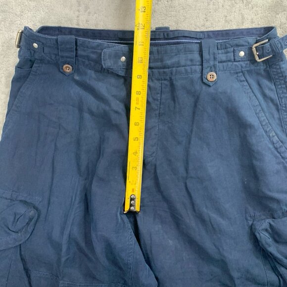 Polo Ralph Lauren Pants Mens 33x32” Blue Military Cargo Silk Linen Paratrooper - Picture 7 of 14